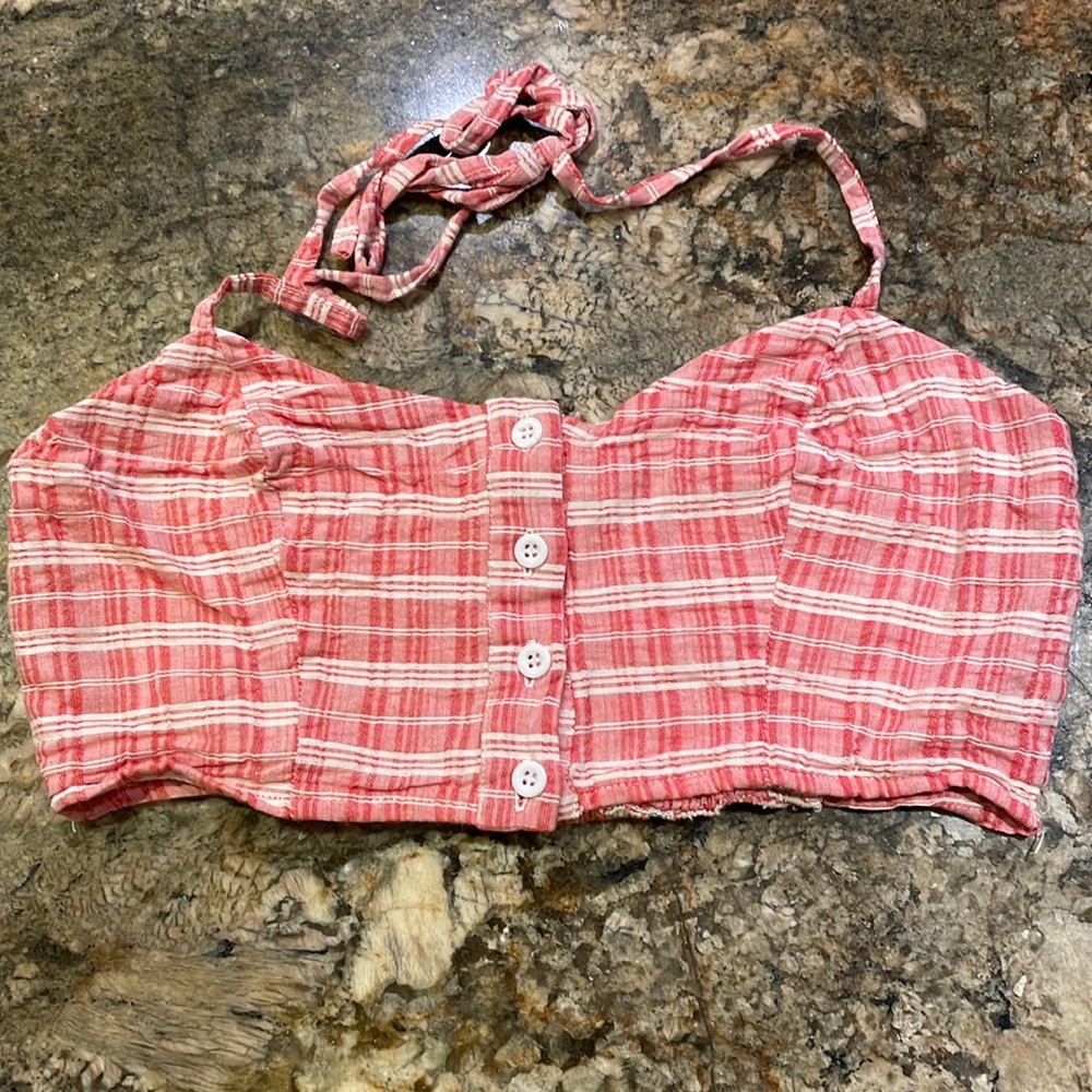 Red and White Plaid Crop Top.